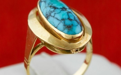 Antique - 18 kt. Yellow gold - Ring Turquoise