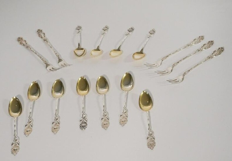Antique Art Nouveau Sterling Silver Spoons & Forks