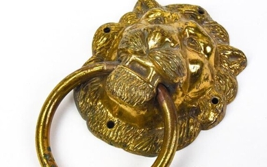 Antique Cast Brass Lion Head Door Knocker