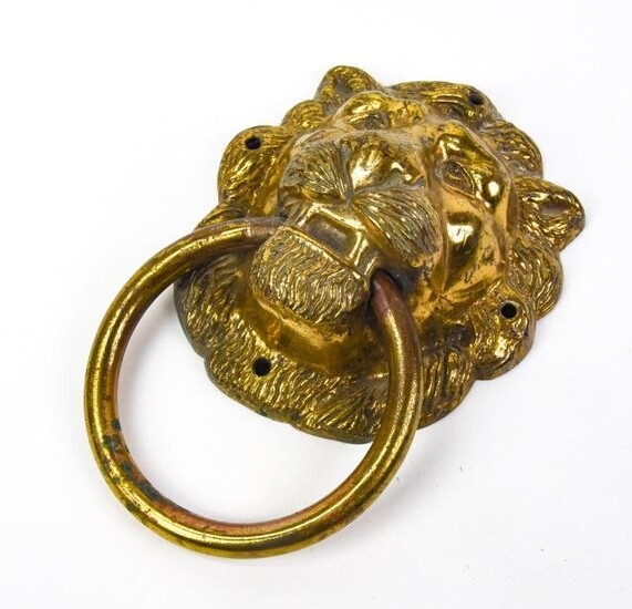 Antique Cast Brass Lion Head Door Knocker