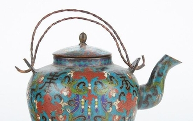 Antique Chinese Cloisonne Teapot - Marked