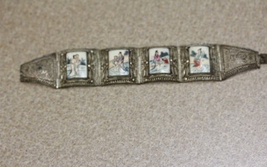 Antique Chinese Filigree Bone Bracelet
