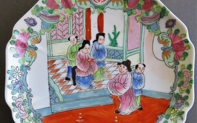 Antique Chinese Porcelain Plate, Qianlong, 1739-1795, Famille Rose