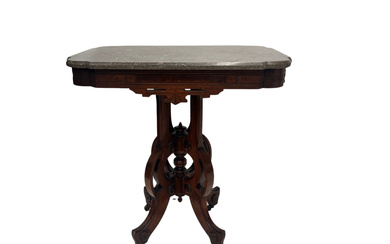 Antique Eastlake Victorian Table with Marble Top