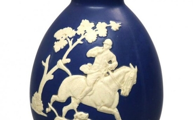 Antique Lg Weller Art Pottery Jasperware Fox Hunt Vase