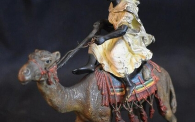 Antique Vienna Bronze: Hunter on Camel.