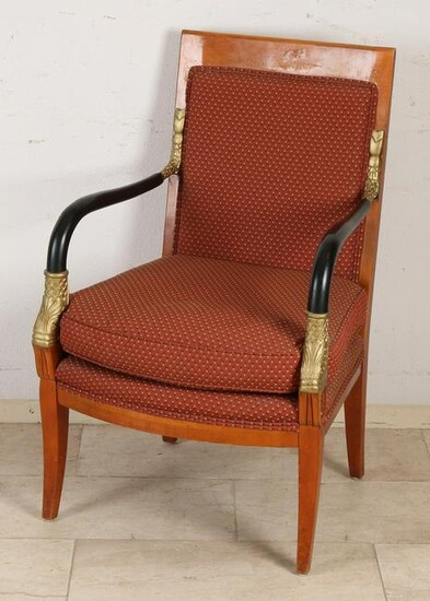 Antique mahogany Empire style armchair with ebonisation
