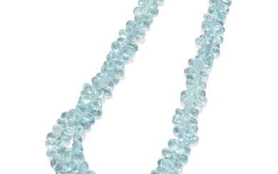 Aquamarine double strand briolette necklace