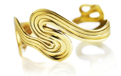 Arje Griegst: A “Spiral” bangle of 14k gold. Adjustable size. Weight app. 78.5 g. Signed Griegst 75.