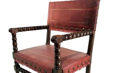 Armchair (1) - Baroque - Wood, cuoio - 17th century