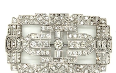 Art Deco Platinum 7.00 Ct. Diamond Brooch