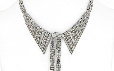 Art Deco Platinum Collar Lavalier Diamond 44.17 Carats Necklace