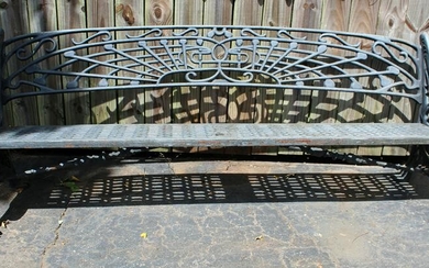Art Nouveau style cast iron park bench