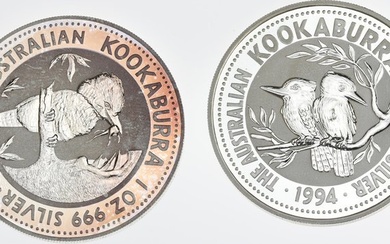 Australia. 1 Dollar 1993/1994 Kookaburra, 2x1 Oz (.999)