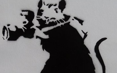BANKSY Banksy, Spray Paint Stencil on Canvas Origi…...