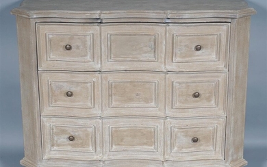 BAROQUE STYLE BLEACHED BROWN PAINTED CHEST OF DRAWERS