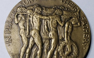 BRONZE MEDALLION "IN PEACE SONS BURY THEIR