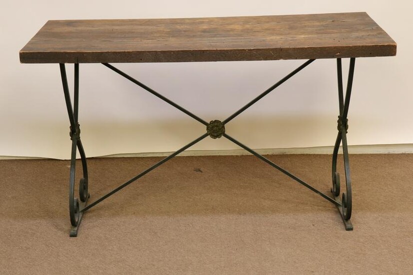 Baroque Style Oak & Wrought Iron Table