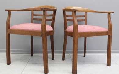 Beautiful two rustic-original. Armchairs of the twenties to thirties, - Wood