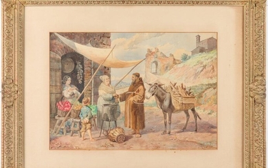Belisario Gioja Italian Watercolor, 19th Century