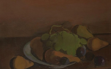 Bernard Meninsky, British/Ukrainian, 1891-1950 - Pears on a plate; oil on canvas, inscribed on the stretcher, 51 x 61 cm Note: with thanks to Agi Katz for her assistance in the cataloguing of this work