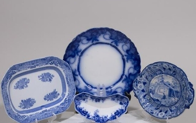 Blue & White Willow Pattern Porcelain Plates 19th