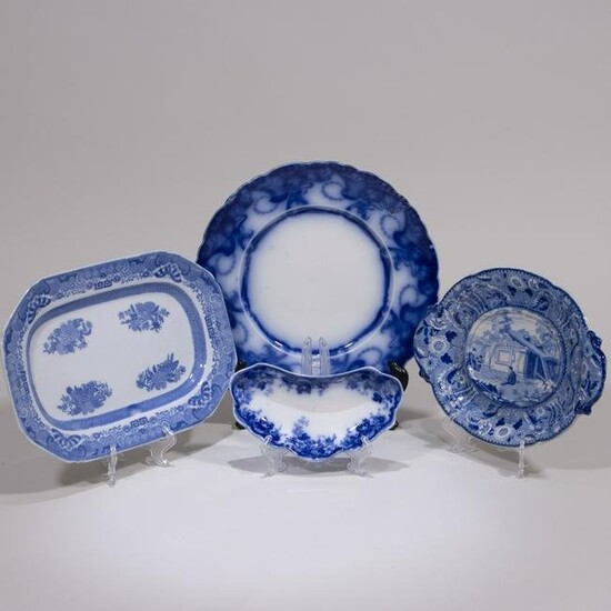 Blue & White Willow Pattern Porcelain Plates 19th