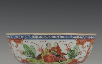 Bowl (1) - Balaji Bala - Porcelain - Dutch couple and cherry picker - China - Qianlong (1736-1795)