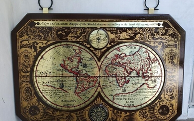 Brass And Wooden Map of 1628 Discovered World
