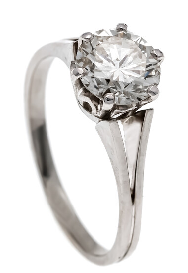 Brilliant ring WG 750/000 with a brilliant cut diamond 1.7 ct white (K) / VVS, RG 59, 4.0 g