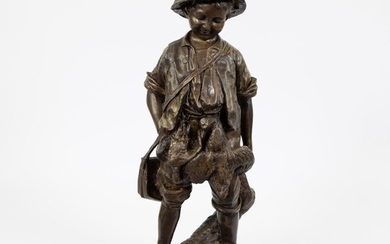 Bronze The young hunter, after Auguste Moreau, drawn
