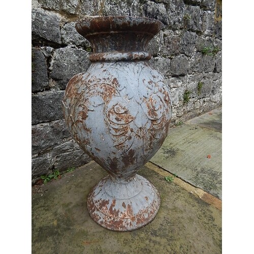 C19th Cast Iron Garden Urn. Measuring 30" High: Collection f...