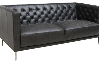 CB2 SAVILE TUFTED LEATHER CHESTERFIELD STYLE SOFA
