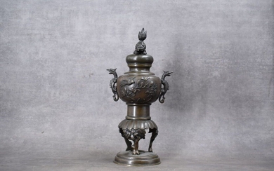 CHINE. Brule parfum en bronze, couvercle... - Lot 57 - Alexandre Landre
