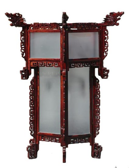 CHINESE TALL CHINOSERIE HAND CARVED DRAGON FIXTURE