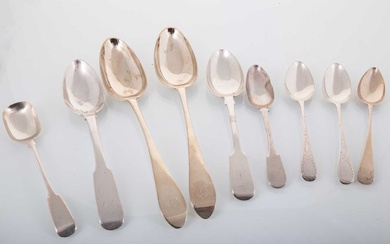 COLLECTION OF SILVER SPOONS VARIOUS MAKERS AND ASSAYS