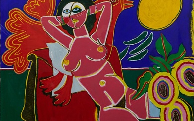 CORNEILLE (1922-2010) « Justine au soleil » Lithographie en couleurs signée en bas à droite,...