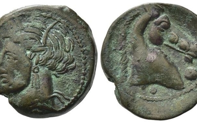 Carthaginian Domain, Sardinia, c. 264-241 BC. Æ (19mm, 5.38g). Wreathed...