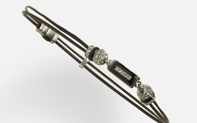 Cartier, Art Deco diamond and black enamel bracelet