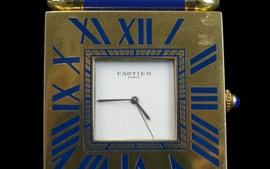 Cartier Brass and Enamel Desk Clock