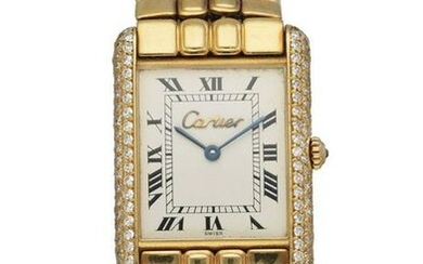 Cartier Tank Louis 18K Yellow Gold Diamond Bezel Ladies