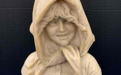 Carved Alabaster Bust of a Maiden