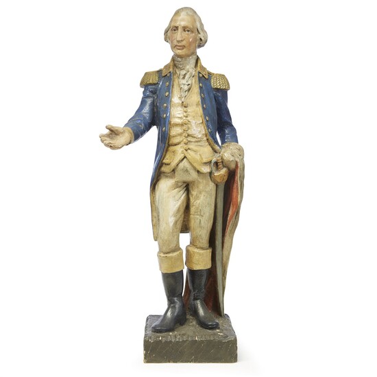 Carved and painted figure of General George Washington early 20th century