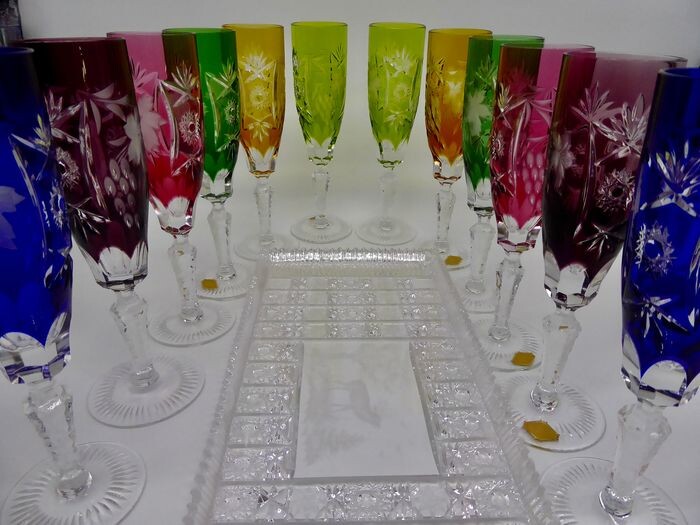 Champagner Sekt Glas Bleikristall Unikat Einzelstück Handgemacht Gravur Geschliffen - Champagne flutes, champagne flutes (13) - Arts & Crafts - Crystal - Traubenschliff