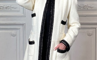 Chanel White Mohair Tweed Coat