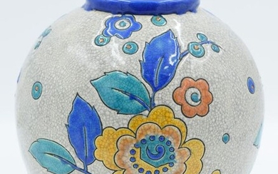 Charles Catteau - Boch Frères - Pansy Art Deco vase - Cracked glazed earthenware - Marked Keramis - circa 1940