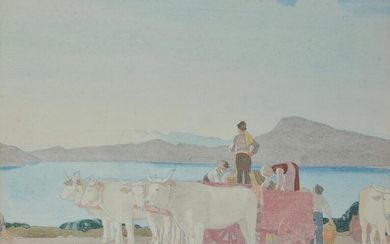 λ Charles Gere (British 1869-1957), Early morning by a lake