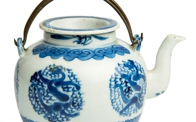 Chinese Blue and White Porcelain Dragon Teapot, with