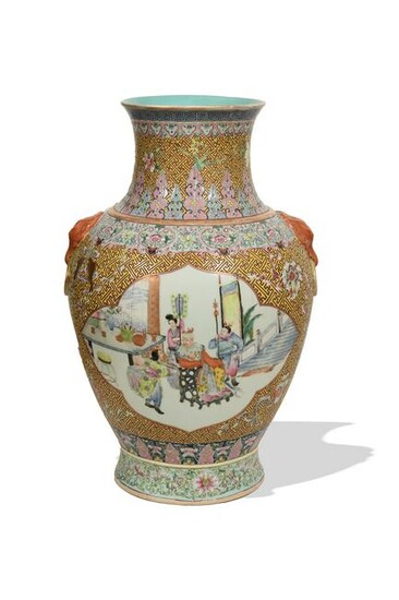 Chinese Famille Rose Floor Vase, Late 19th Century