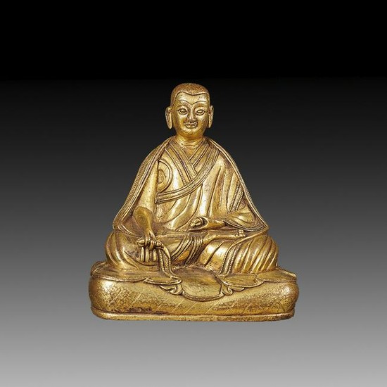 Chinese Gilt Bronze Manjushiri Buddha